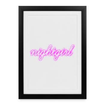 Fille de nuit - Affiche encadrée (27 × 37 cm) - noir - Devant