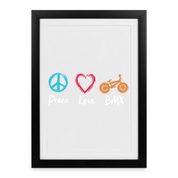 Peace Love BMX - Affiche encadrée (27 × 37 cm) - noir - Devant
