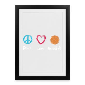 Paix Amour Handball - Affiche encadrée (27 × 37 cm) - noir - Devant