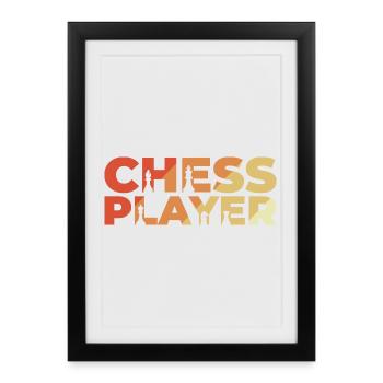 Vintage Schachspieler - Gerahmtes Poster (27 × 37 cm) - Schwarz - Vorne