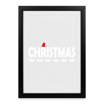 Noël avec bonnet de père Noël rouge - Affiche encadrée (27 × 37 cm) - noir - Devant