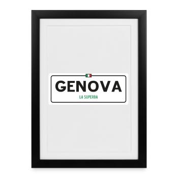 Panneau toponymique de Gênes - Affiche encadrée (27 × 37 cm) - noir - Devant