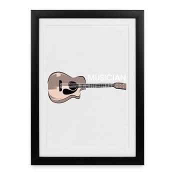 Guitar Symbol Musician Musician Music Logo Band - Framed poster (27 × 37 cm) - black - Front