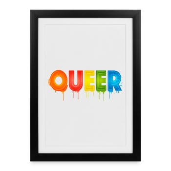 Typographie queer Mois de la fierté Égalité des droits LGBTQ - Affiche encadrée (27 × 37 cm) - noir - Devant