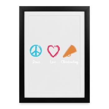 Peace Love Cheerleading - Affiche encadrée (27 × 37 cm) - noir - Devant