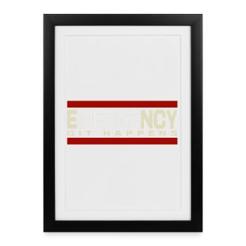 Nerd geek emergency git happens - Framed poster (27 × 37 cm) - black - Front