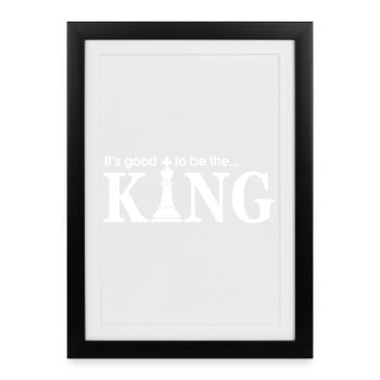 Jeu Echec Damier Roi Citation Humour - Affiche encadrée (27 × 37 cm) - noir - Devant