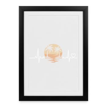 Sunset with palm trees - Framed poster (27 × 37 cm) - black - Front