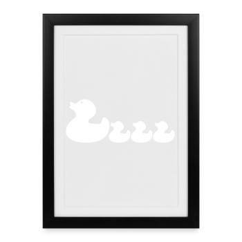 Mother Duck & Duckling – une jolie famille de canards - Affiche encadrée (27 × 37 cm) - noir - Devant