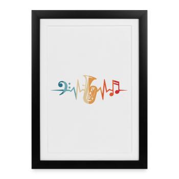 Tuba Herzschlag Tubist Orchester Musiker - Gerahmtes Poster (27 × 37 cm) - Schwarz - Vorne