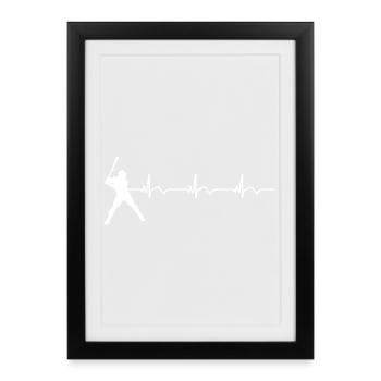 Baseball ECG Heartbeat Baseball Bat - Framed poster (27 × 37 cm) - black - Front