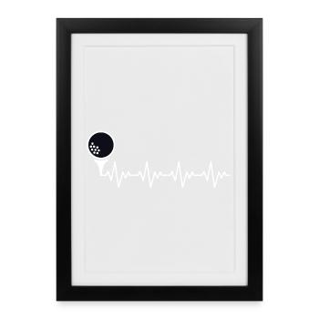 Golf Golfer Golf Ball ECG Heartbeat Heart Rate - Framed poster (27 × 37 cm) - black - Front