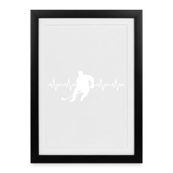 Eishockey Hockey Spieler EKG Herzschlag - Framed poster (27 × 37 cm) - black - Front