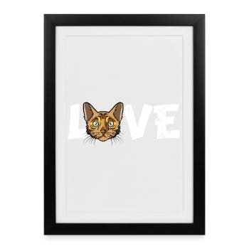 Portrait de race de chat Bengal Chat amoureux de l’animal de compagnie Gi - Affiche encadrée (27 × 37 cm) - noir - Devant