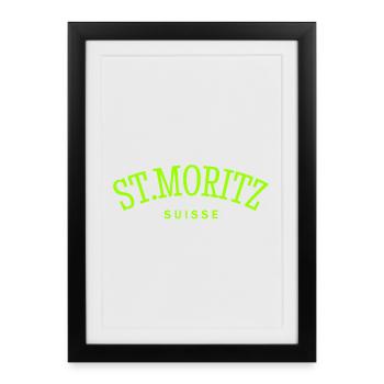 St. Moritz - Suisse - Switzerland - Swiss - Framed poster (27 × 37 cm) - black - Front