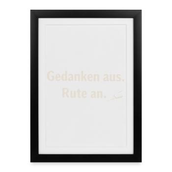 Gedanken aus, Rute an – Minimaldruck - Gerahmtes Poster (27 × 37 cm) - Schwarz - Vorne