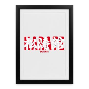 Shotokan Karate Martial Arts Dojo Kanji Japon - Affiche encadrée (27 × 37 cm) - noir - Devant