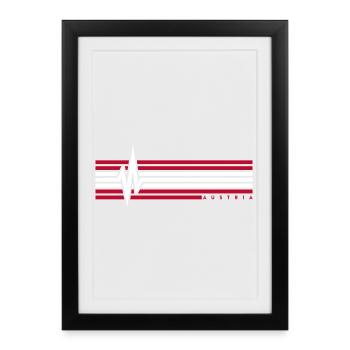 Heartbeat Austria ECG Austria Austrians - Framed poster (27 × 37 cm) - black - Front