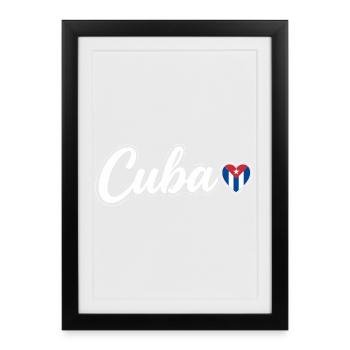 Scénario cubain avec cœur de drapeau Fan patriotique - Affiche encadrée (27 × 37 cm) - noir - Devant