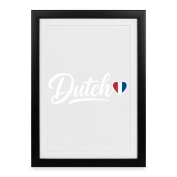 Dutch Script with Flag Heart Fan Patriotic - Framed poster (27 × 37 cm) - black - Front