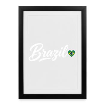 Scénario brésilien avec drapeau amoureux - Affiche encadrée (27 × 37 cm) - noir - Devant