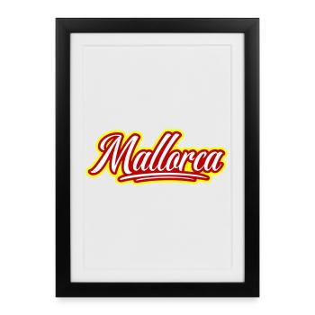 Mallorca Schrift - Gerahmtes Poster (27 × 37 cm) - Schwarz - Vorne