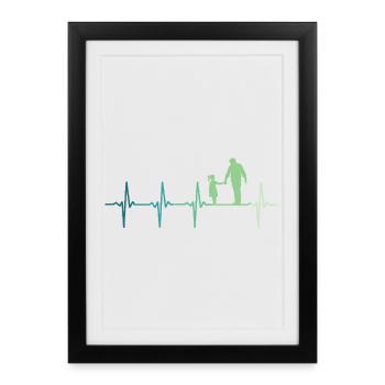 Père et fille battement de coeur papa et fillette - Affiche encadrée (27 × 37 cm) - noir - Devant