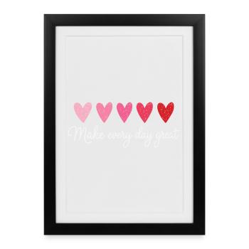 Make Every Day Great Hearts Teacher Shirt - Framed poster (27 × 37 cm) - black - Front