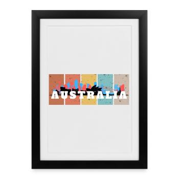 Panneaux de la Skyline australienne - Affiche encadrée (27 × 37 cm) - noir - Devant