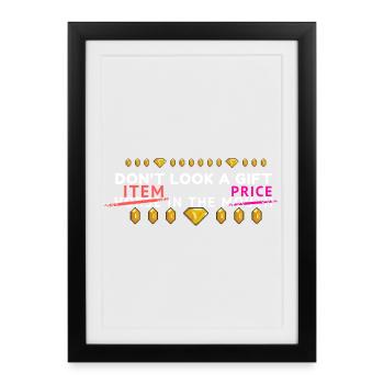 Don't Look A Gift Horse In Mouth Meme - Framed poster (27 × 37 cm) - black - Front