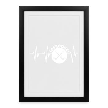 pulse ice hockey ice hockey heartbeat stick puck - Framed poster (27 × 37 cm) - black - Front