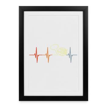 Vintage French Horn Heart Line - Framed poster (27 × 37 cm) - black - Front