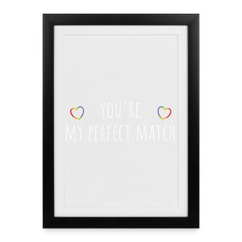 Chemise noire arc-en-ciel You’re My Perfect Match - Affiche encadrée (27 × 37 cm) - noir - Devant