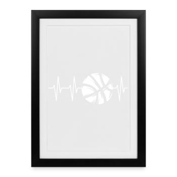 Battement de cœur du basket-ball – pouls du jeu - Affiche encadrée (27 × 37 cm) - noir - Devant