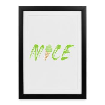 nice cream pistachio cream cone cool sayings cream cone - Framed poster (27 × 37 cm) - black - Front