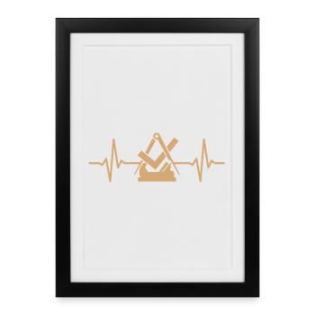 Tischler Schreiner Zunftzeichen Herzschlag - Gerahmtes Poster (27 × 37 cm) - Schwarz - Vorne