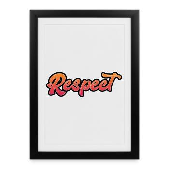 Lettrage Respekt dans un design dynamique - Affiche encadrée (27 × 37 cm) - noir - Devant