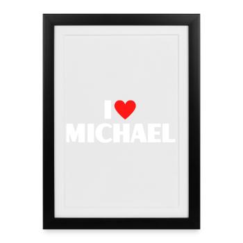 I love Michael Red Heart Romantic Name Fan - Framed poster (27 × 37 cm) - black - Front