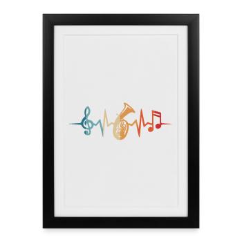 Tenor horn heartbeat tenor horn musician - Framed poster (27 × 37 cm) - black - Front