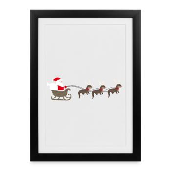 Sea Otter Cartoon Christmas Gift - Framed poster (27 × 37 cm) - black - Front
