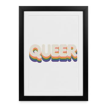 Queer - Cool Pride Logo - Gerahmtes Poster (27 × 37 cm) - Schwarz - Vorne