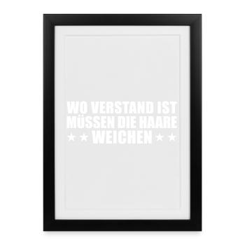 Reason must give way to hair - bald head - Framed poster (27 × 37 cm) - black - Front