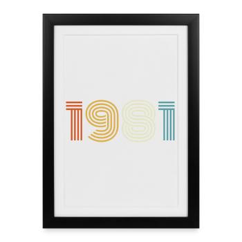 1981 Cadeau 1981 Vintage 1981 - Affiche encadrée (27 × 37 cm) - noir - Devant