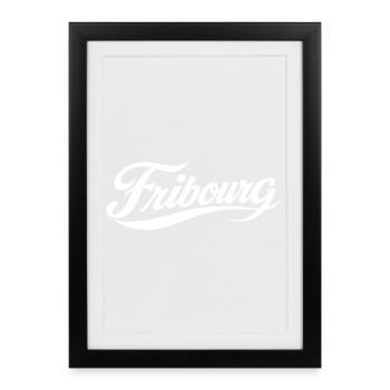 Freiburg im Uechtland / Fribourg - Gerahmtes Poster (27 × 37 cm) - Schwarz - Vorne