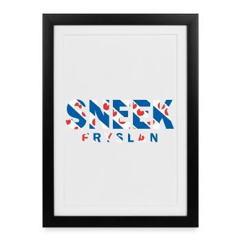 T-shirt, sweat à capuche et sac Sneek Friesland Fryslan Flag - Affiche encadrée (27 × 37 cm) - noir - Devant
