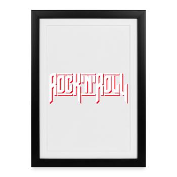 Rock'N'Roll Custom Typography Logo - Framed poster (27 × 37 cm) - black - Front