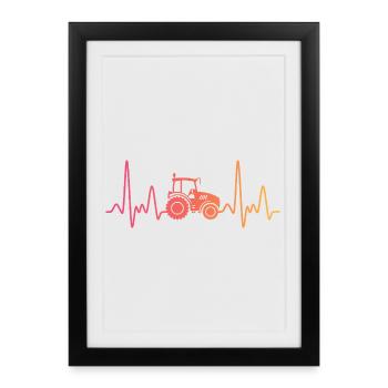 Tractor sunset heartbeat farmer - Framed poster (27 × 37 cm) - black - Front