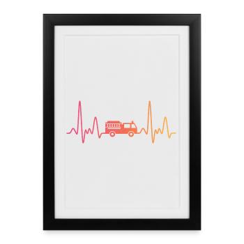 Fire Truck Sunset Heartbeat Pumped - Framed poster (27 × 37 cm) - black - Front