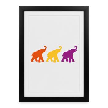 Trois éléphants aiment la méditation yoga inde - Affiche encadrée (27 × 37 cm) - noir - Devant