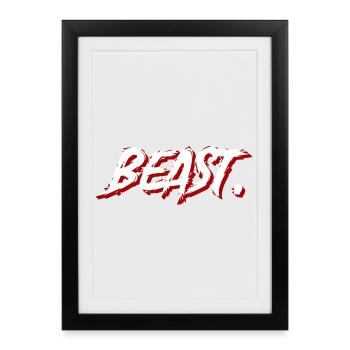 Beast Graffiti Brush Text - Framed poster (27 × 37 cm) - black - Front